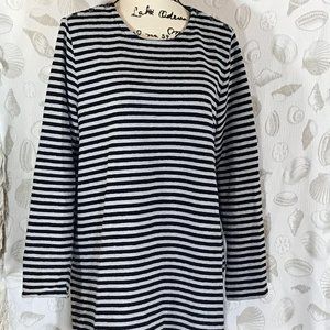 J Jill Black & Grey Striped Button-Shoulder Side S